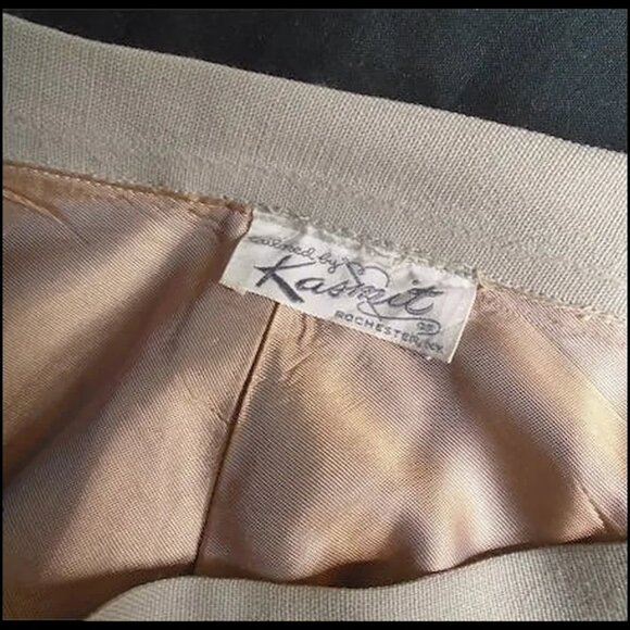 Vintage Pencil Skirt Pleated Mermaid Look, 50s Lightweight Wool - Picture 5 of 14